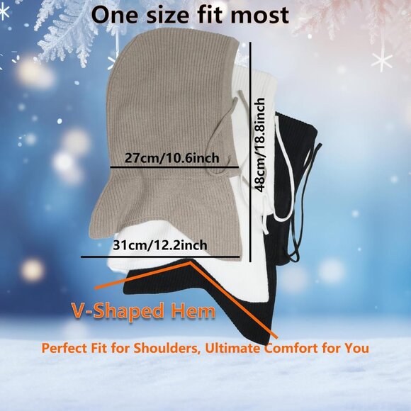 Women Winter Hats Winter Face Mask Ski Mask Warm Face Cover Neck Warmer Grey - Picture 7 of 8